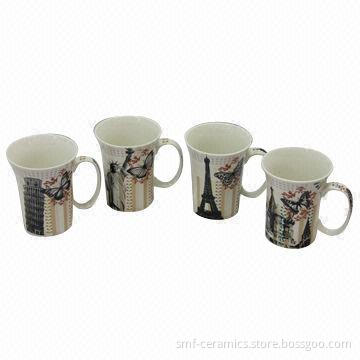 9oz Bone China Mugs with Decal, Customized Designs and OEM Orders are Accepted